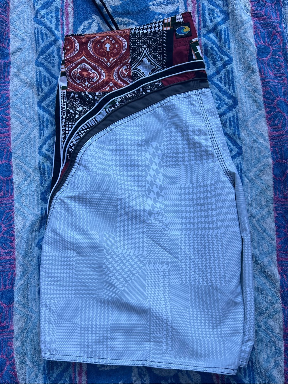 Vintage RS Surf Men's board shorts - patterned light grey-multi waistband